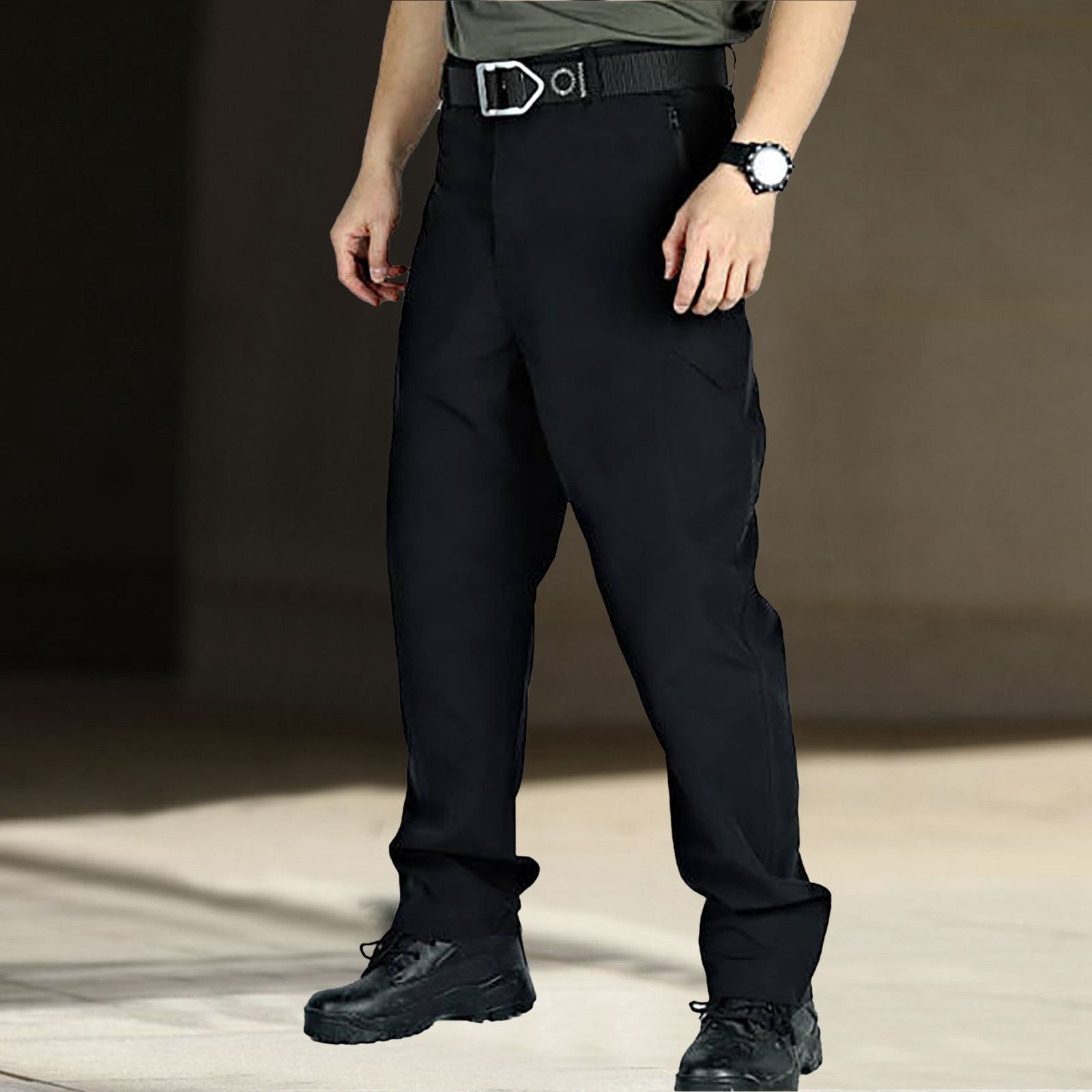 thumbnail image 3 of Pantalones cargo ligeros de senderismo para hombre - 95 % nailon, 5 % spandex - Diseño con múltiples bolsillos, cintura elástica, adecuados para acampadas y aventuras al aire libre, 3 of 6